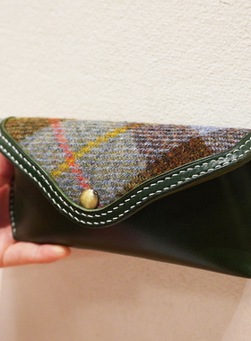 harris tweed手工真皮眼镜盒便携墨镜太阳镜近视镜防摔抗压眼镜袋