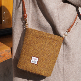 哈里斯粗花呢拉链水桶包harris tweed小清新手拎包通勤单肩斜挎包