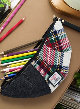 Harris tweed哈里斯粗花呢牛角包随身收纳包迷你零钱包笔袋文具包