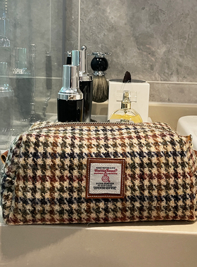 哈里斯粗花呢Harris tweed手工化妆包大容量便携化妆品杂物收纳包