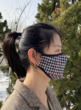 Harris Tweed哈里斯粗花呢保暖透气立体情侣明星潮款水洗调节口罩