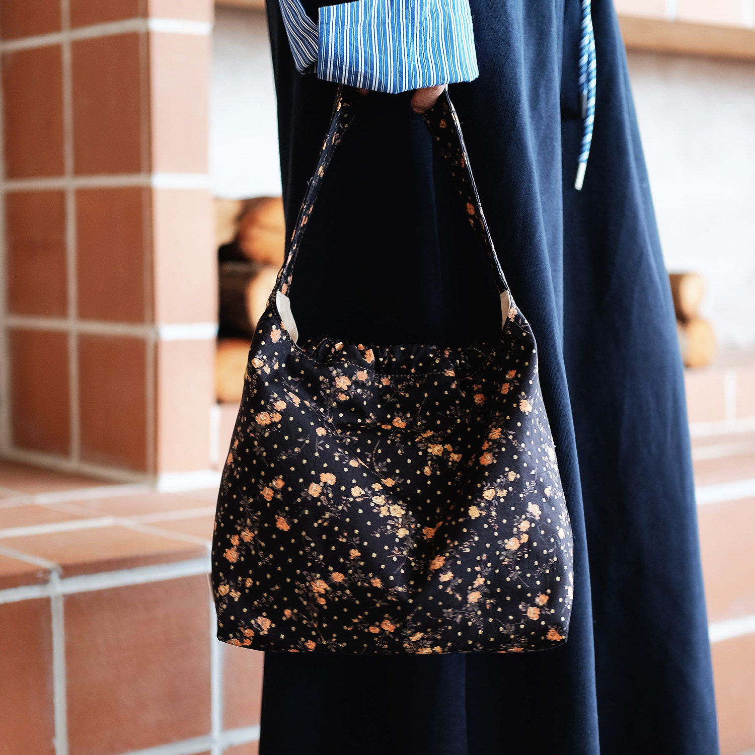 碎花小布袋liberty塔纳棉印花小手拎包女小巧轻便春夏手提小包包