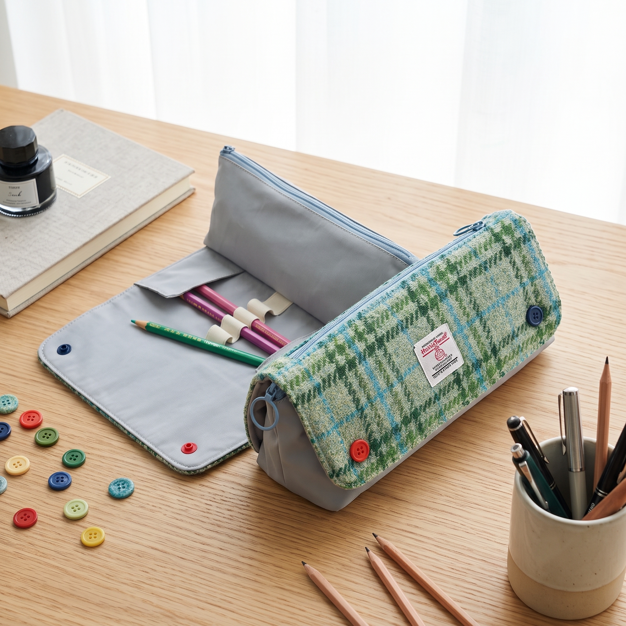 Harristweed卷心笔袋多层文具袋