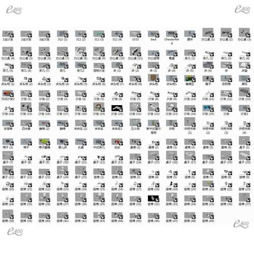 200款家具桌子椅子凳子床沙发柜子茶几犀牛rhino模型素材建模