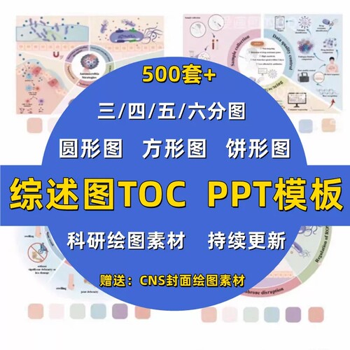 综述图模板TOC图形摘要科研综述图圆形方3/4//5/6分图PPT科研绘图