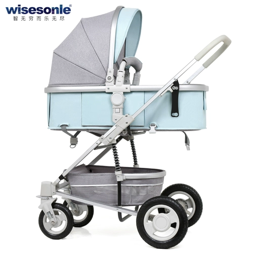 Складная детская коляска с сидением на четырех колесах для новорожденных, можно сидеть и лежать, амортизация
