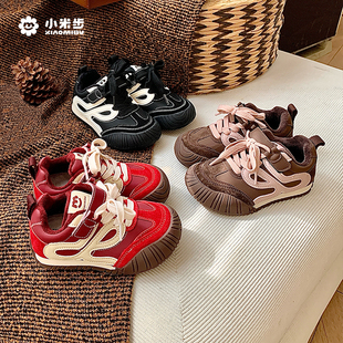 小米步女童运动鞋2025冬季款儿童加绒鞋子男童轻便保暖板鞋中大童