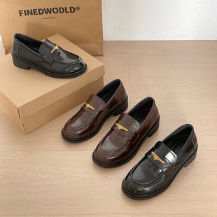 5cm 2025春季 中口方跟圆头PU套脚中跟 橡胶懒 新款