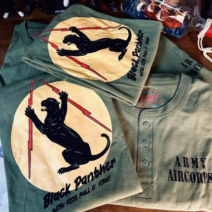 33oz SAILOR JOHNNY复古USAF重磅纯棉三本针255g长袖亨利领T恤