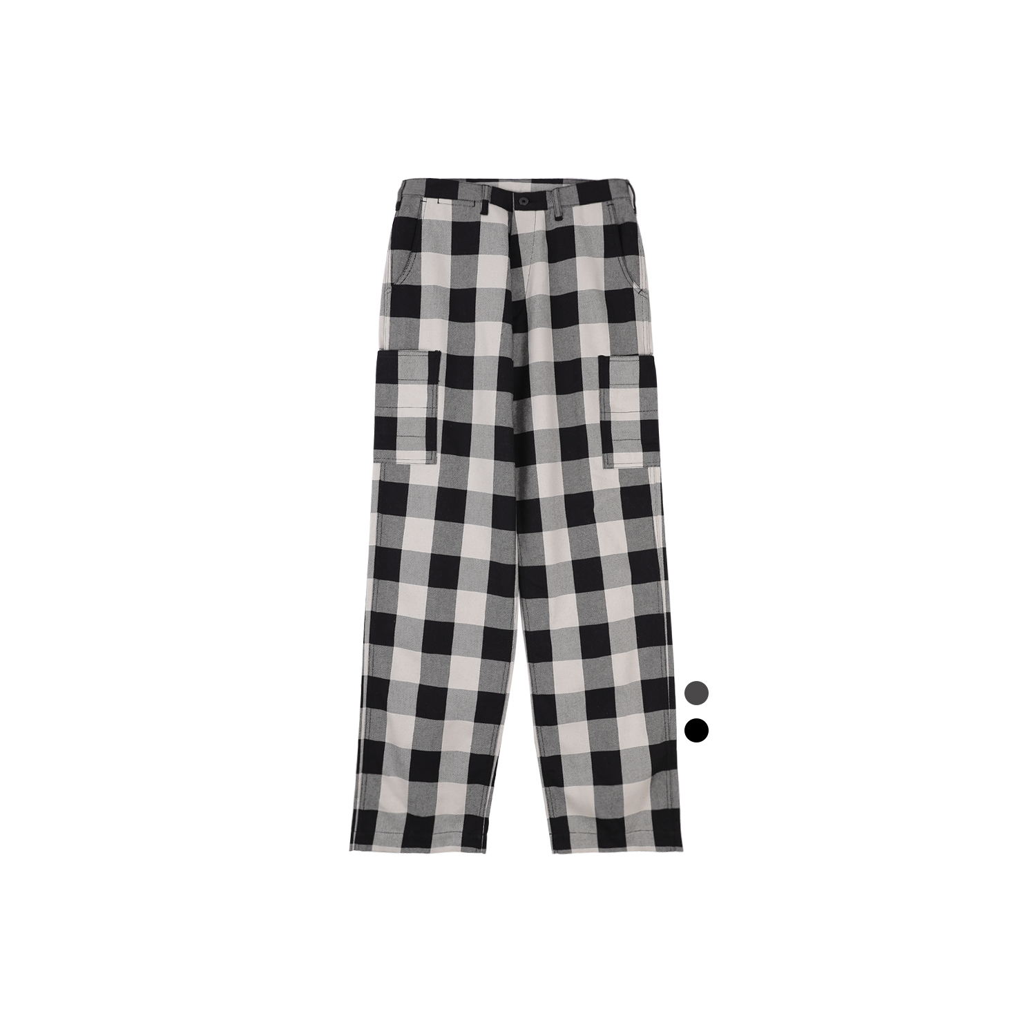 美式复古千鸟格纯棉黑白休闲裤子