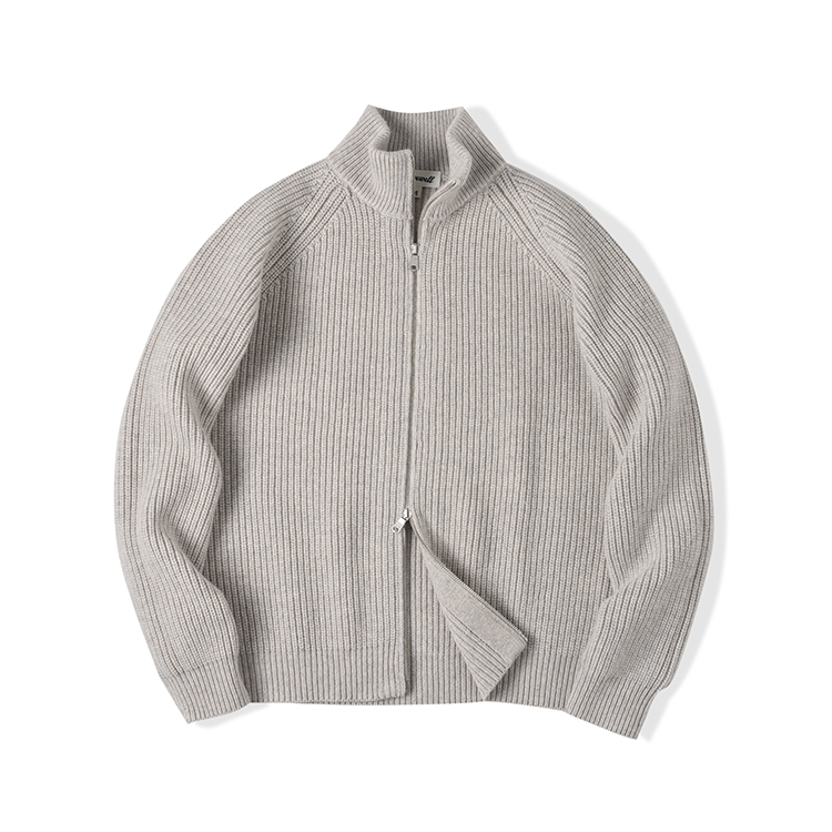 33oz NATIVEWELL重磅厚款双头拉链开衫插肩袖毛衣秋冬保暖纯羊毛