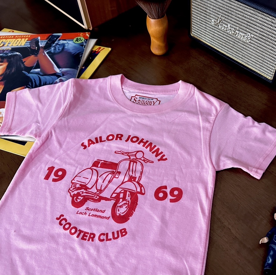 33oz SAILOR JOHNNY 美式复古童装卡通踏板车印花T恤夏季圆领短袖
