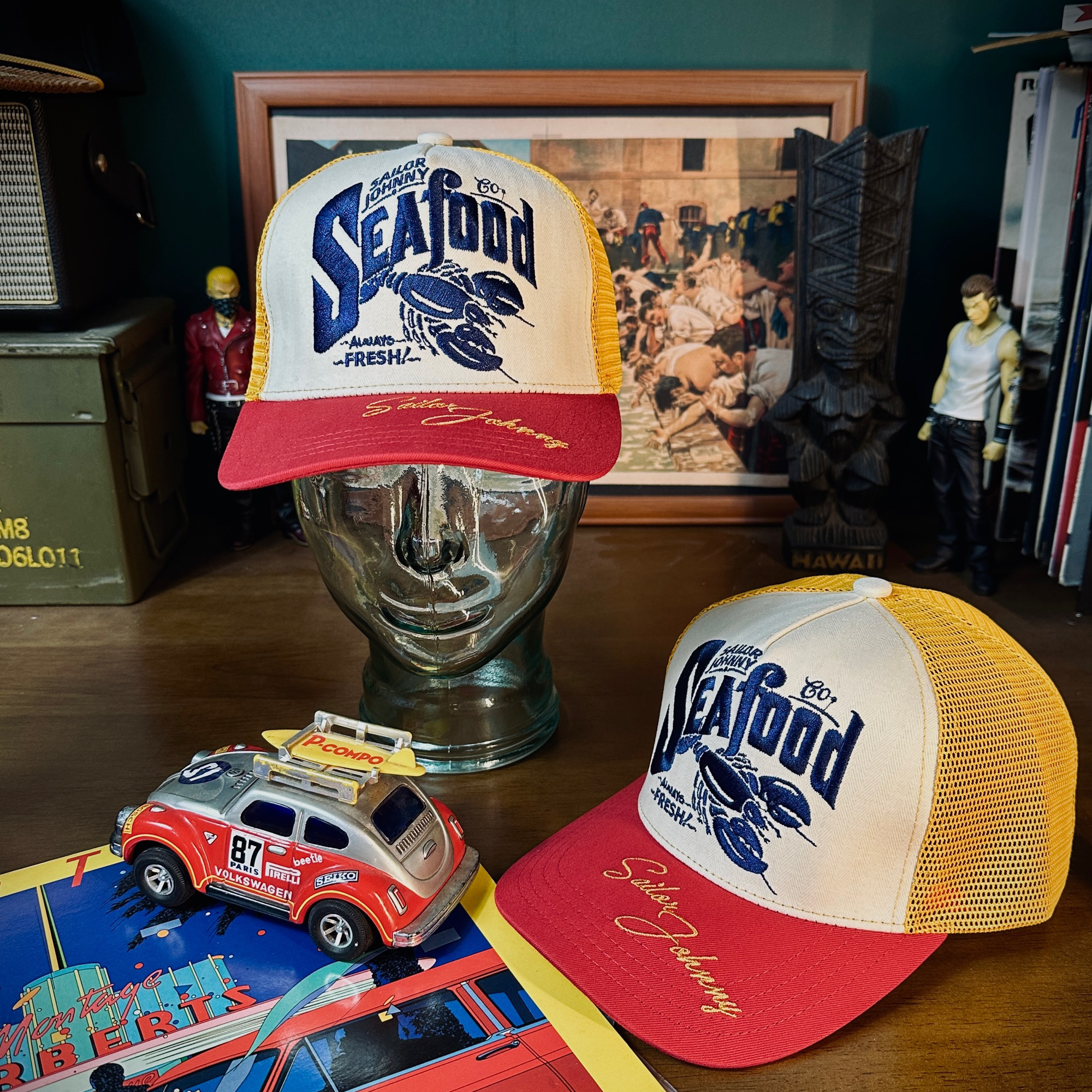 33oz SAILOR JOHNNY美式复古重工刺绣卡车网帽棒球帽鸭舌帽大头围