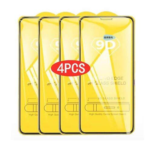 4PCS 9D Screen Protector Tempered Glass IPhone14 13 12适用11苹果17 promax钢化膜87全屏15plus 16promax