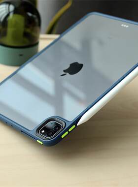 2025新款ipadpro保护套13寸超薄防摔case全包Air7/6/5带笔槽撞色12.9硅胶边框透明iPad10代平板11寸简约外壳
