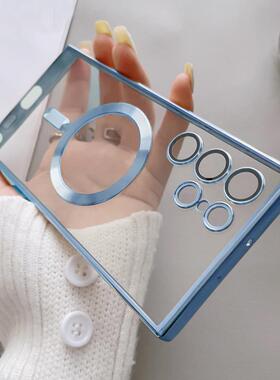 Transparent Case适用于Samsung Note10+ Note20pro S21FE S22 Plus S23fe S24 ultra Wireless Charge Case