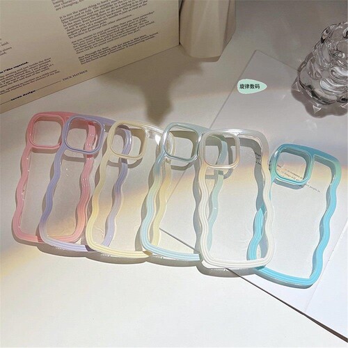 Transparent case iphone13/12pro max波浪边XR XS clear cover 14promax 16plus 11适用苹果17手机壳防摔15