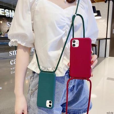 适用iPhone X XS XR XSMAX 11 12 13 Silicone Cover保护套iPhone 14 15 16 Pro Max Case+Lanyard挂绳壳