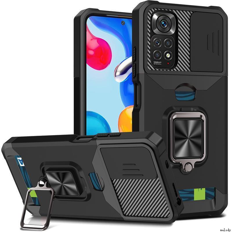 适用于红米Note11S插卡推窗防摔壳Redmi Note 11 Pro Case RedmiNote12 Cover小米Poco X5pro指环支架壳
