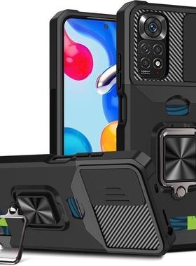 适用于红米Note11S插卡推窗防摔壳Redmi Note 11 Pro Case RedmiNote12 Cover小米Poco X5pro指环支架壳