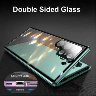 Metal Glass Magnet Snap Lock Case适用Samsung S22 S21+ S24 Plus S23 S25 Ultra Full Lens Protect Cover
