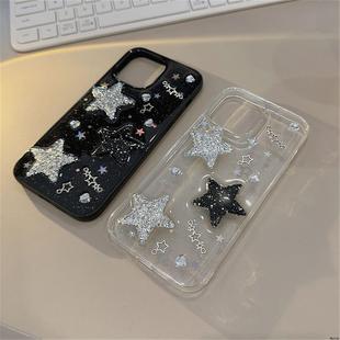 soft bling case for iphone 16 pro max cover苹果15/16立体星星14闪粉13/12/11promax手机壳ins风78plus/xs