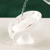 北欧陶瓷轻奢树叶香皂盒沥水家用卫生间肥皂盒酒店高档香皂置物架