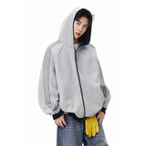 A410-WT34718-特批75限价149-美式条纹连帽卫衣外套-400g华棉，女装短外套，电商A410