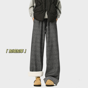 A410-K8752JR-P70限价109-条纹拼接加绒休闲裤-条条面料 430g左右图片