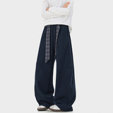 A410-K5640-P70限价109-美式格纹腰带拼接卫裤-320g卫裤面料，男装休闲裤，电商A410