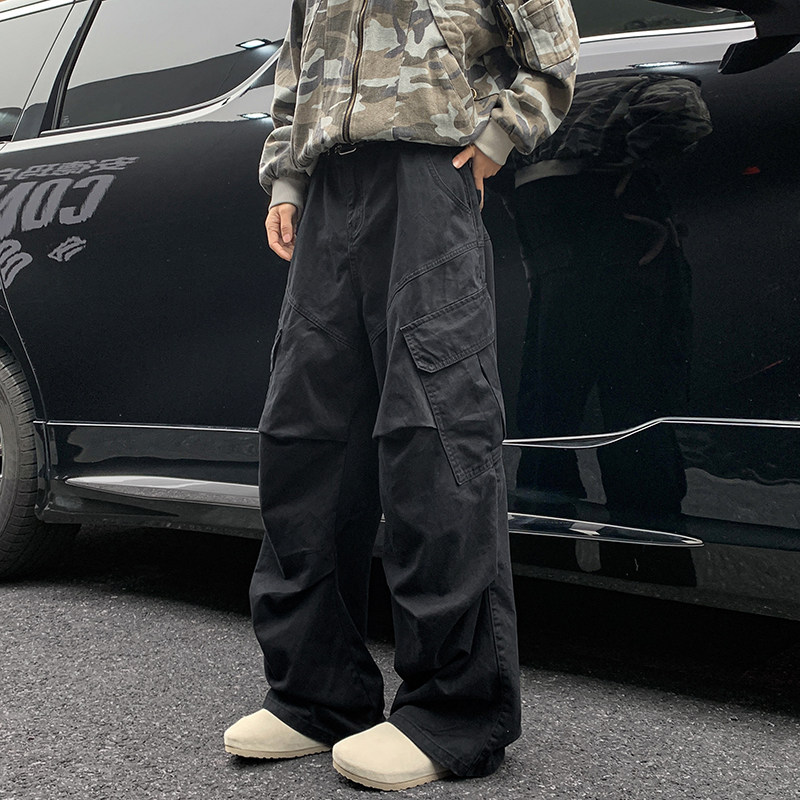 美式复古工装裤男秋冬高级感潮牌cleanfit裤子痞帅休闲宽松阔腿裤图片