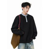 A410-A34731-P65限价99-美式复古格纹拼接圆领卫衣-400G华棉，男装卫衣，电商A410