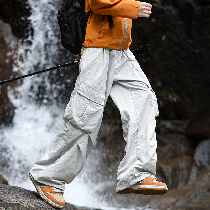 GENIOLAMODE冰丝速干美式运动户外伞兵工装裤子男士夏季薄款休闲，男装休闲裤，电商A410