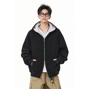 A410-WT34758-P95限价149-美式拼接条纹连帽卫衣-400G  华棉图片