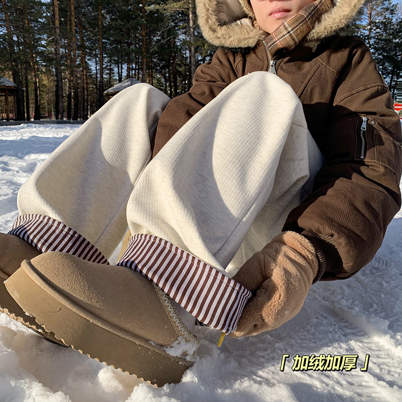 A410-K8752JR-P70限价109-条纹拼接加绒休闲裤-条条面料 430g左右