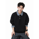 A410-A32648-P85限价129-美式POLO领宽松百搭卫衣-400g华棉，男装Polo衫，电商A410