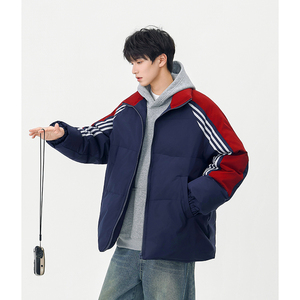 A410-WT33791-P125限价189-美式复古条纹撞色立领棉服-小牛津130g图片