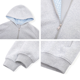 A410-WT34761-P90限价139-美式拼接格纹连帽卫衣-400g华棉，男装卫衣，电商A410