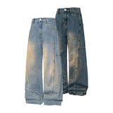 A410-K7909-特批60限价119-美式水洗做旧百搭牛仔裤-320g牛仔面料，男装牛仔裤，电商A410