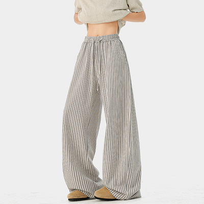 A410-K63037-P60限价109-美式复古条纹休闲裤-220g 左右棉麻面料