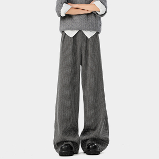 210g条纹西裤 A410 老钱风条纹垂感休闲裤 P65限价119 面料 K65025