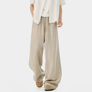 亚麻直筒阔腿裤 P65限价119 160g左右莱赛尔亚麻面料 K65023 A410