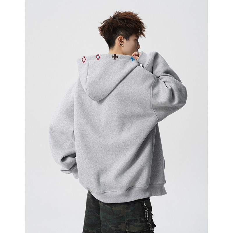 A410-WT33820-P95限价149-美式刺绣连帽开衫外套-400g华棉，女装短外套，电商A410