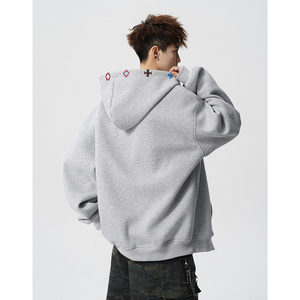 A410-WT33820-P95限价149-美式刺绣连帽开衫外套-400g 华棉，女装短外套，电商A410