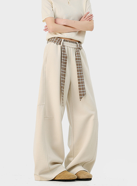 A410-K5640-P70限价109-美式格纹腰带拼接卫裤-320g卫裤面料