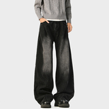 A410-K8384-P65限价99-美式复古褶皱阔腿牛仔裤-320g牛仔裤面料，男装牛仔裤，电商A410