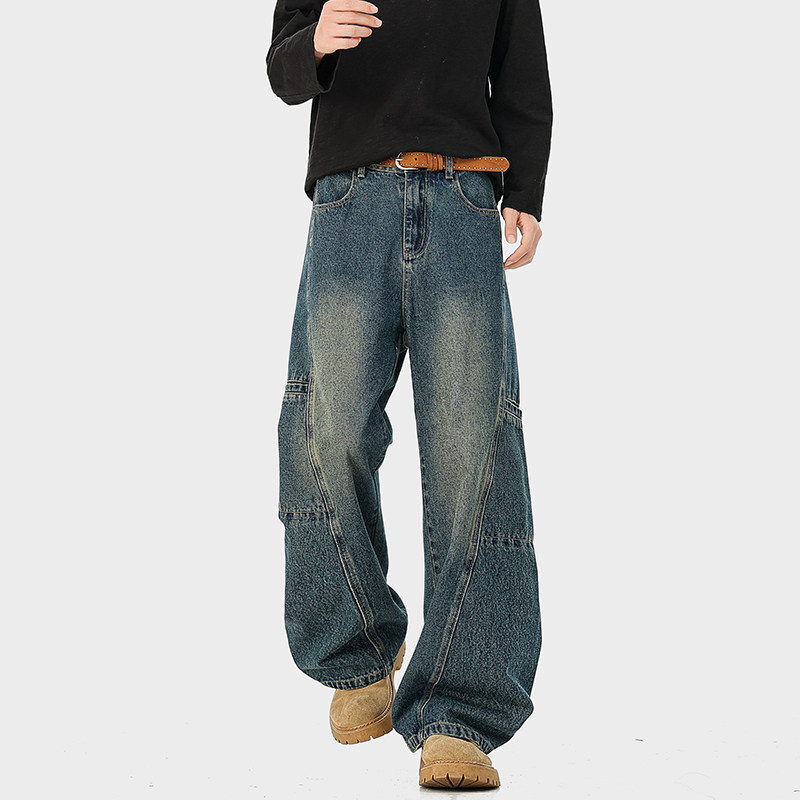 A410-K7909-特批60限价119-美式水洗做旧百搭牛仔裤-320g牛仔面料，男装牛仔裤，电商A410