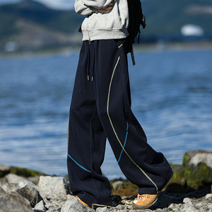 A410-K64812-P60限价89-美式撞色弯刀休闲卫裤-310g 华棉图片