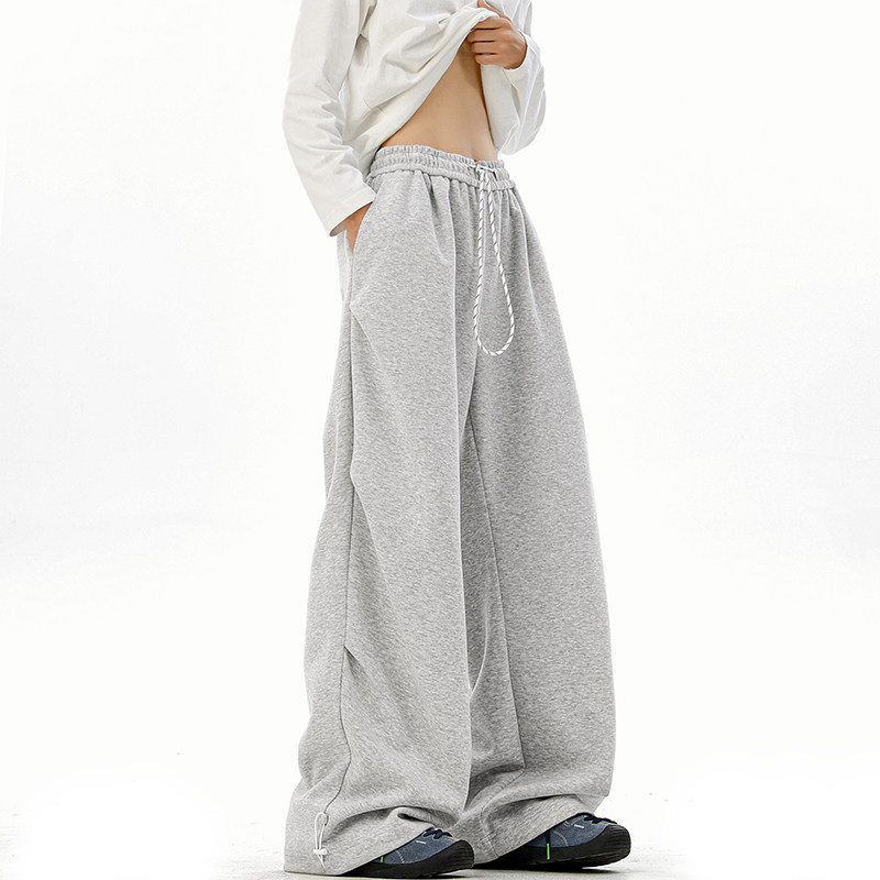 GENIOLAMODE美式重磅褶皱卫裤男士秋季2025潮牌休闲阔腿运动长裤,男装休闲裤,电商A410
