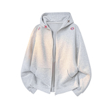 A410-WT33820-P95限价149-美式刺绣连帽开衫外套-400g华棉，女装短外套，电商A410